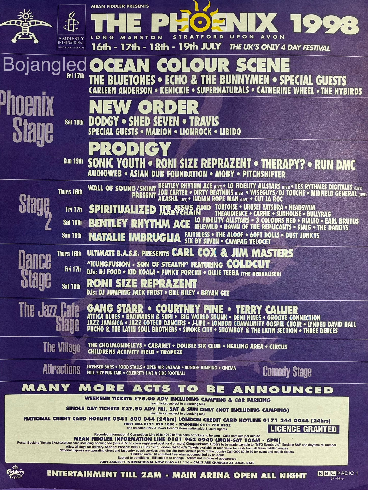 Poe Festival 1998 Original Press Advert Poster Ocean Colour Scene Prodigy New Order